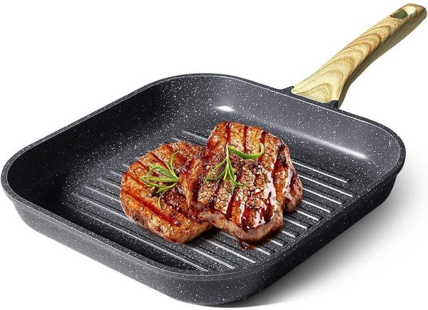 GiPP 28x28cm Grillpfanne Induktion Aluguss Granit-Antihaft Grau