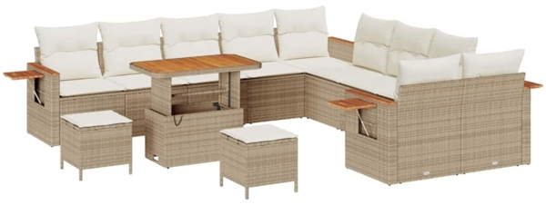 vidaXL Garten-Sofa-Set mit Kissen 13 pcs Beige und Creme 3363236