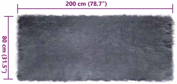 vidaXL Kunstschaffell Teppich Anthrazit 80 x 200 cm Polyester 42021589 Bild 7