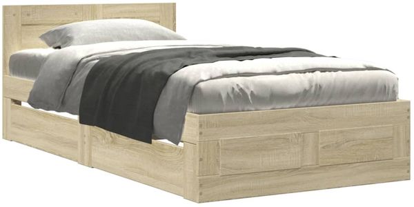 Einzelbettgestell Design für Erwachsene mit Kopfteil Sonoma-Eiche 90x200 cm Holzwerkstoff d3315e
