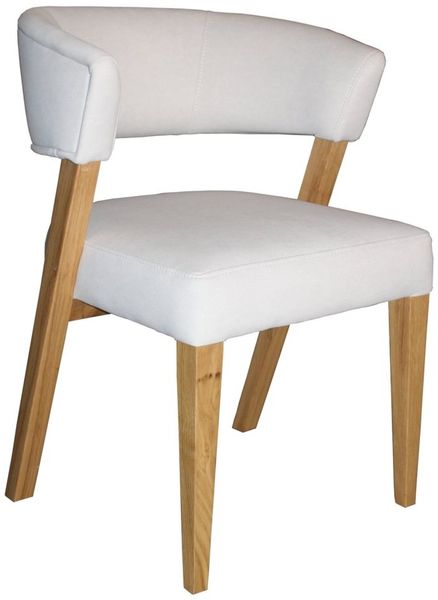 einrichtungsdesign24 4-Fußstuhl Eiche Stuhlsessel Linda mit Samt Bezug Beige, Eiche Massivholz