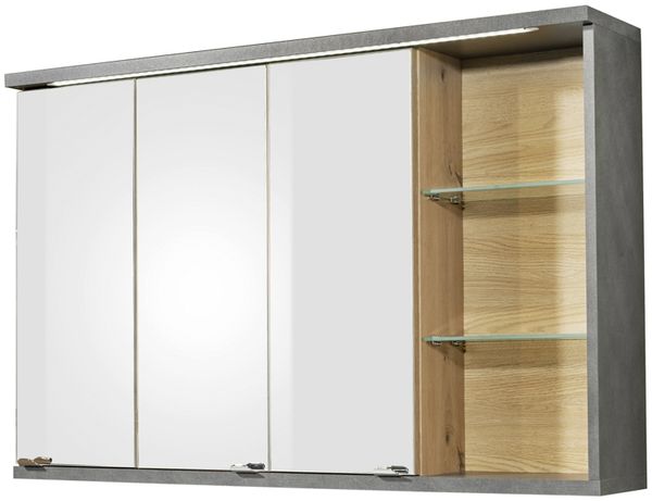 Spiegelschrank Badschrank Wandspiegel ca. 110 x 70 x 21 cm NATHAN Matera Beton Grau / Artisan Eiche