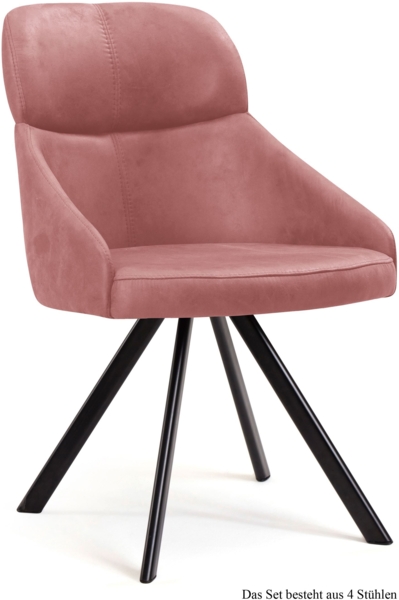 Esszimmerstuhl drehbar (4er-Set) Diann 52x82x63 Schwarz/Rosewood
