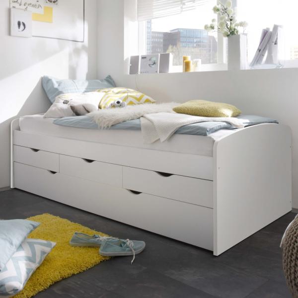 Bubema Leno – Funktionsbett mit Schubladen und Bettkasten, 90x200 cm, weiß