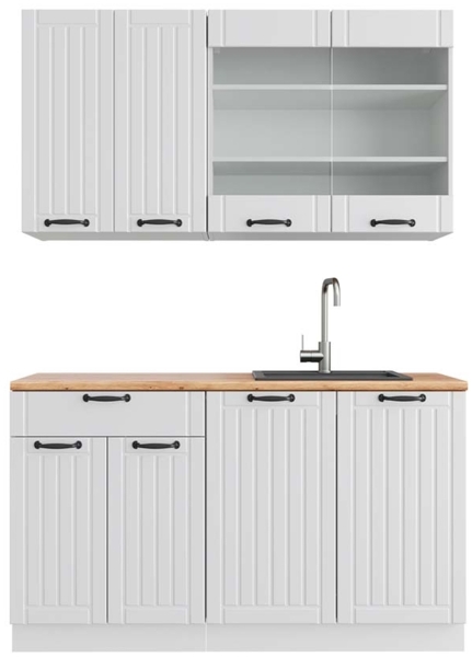 Singleküche Fame-Line Weiß Landhaus/Weiß 140 cm , AP Eiche Vicco