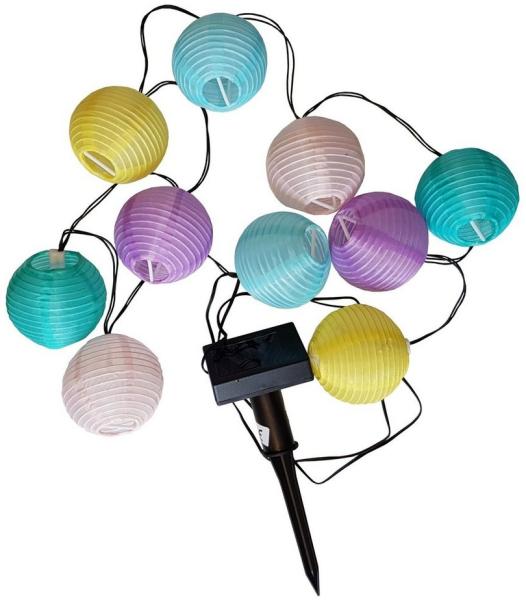 Provance Lichterkette Solar Lampionkette LED Lichterkette 10 bunte Lampions