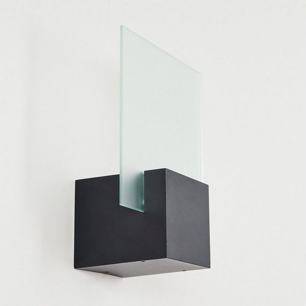 hofstein Außen-Wandleuchte moderne Wandlampe aus Metall/Glas in Schwarz/Milchglas, LED fest integriert, 3000 Kelvin, Wandleuchte mit Up&Down-Effekt, LED 6 Watt, 500 Lumen, IP44
