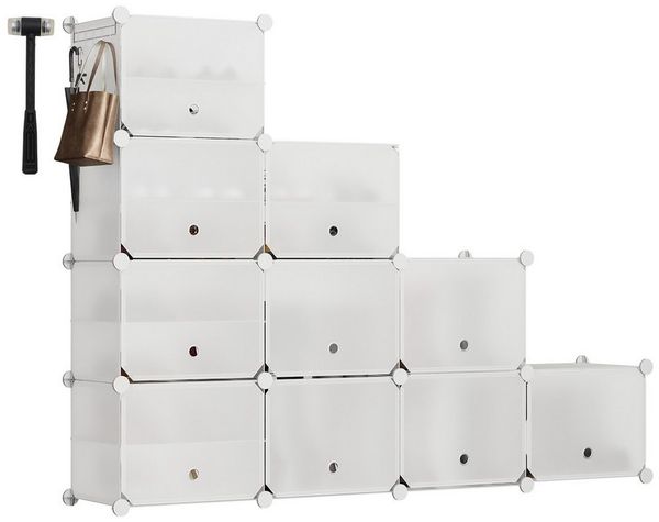 Sekey Schuhregal Schuhregal Schuhschrank Schuh-Organizer Stecksystem DIY-Regal, 1-tlg 40 Paar Schuhe Kunststoff mit Weiß 10 Tür