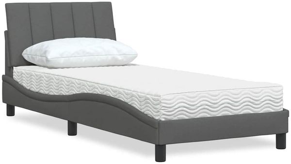 vidaXL Bett mit Matratze "Hanko" Dunkelgrau 80x200 cm Stoff 3310490