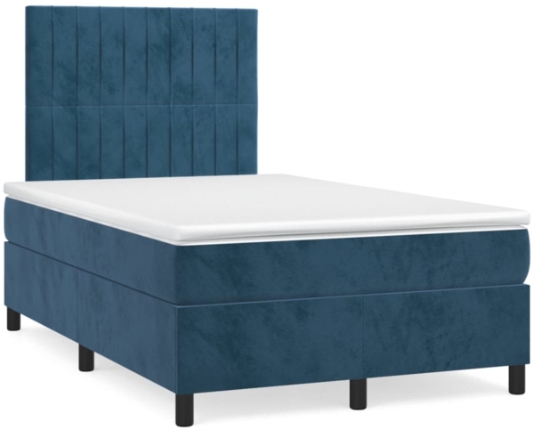 vidaXL Boxspringbett mit Matratze Dunkelblau 120x200 cm Samt 3143137