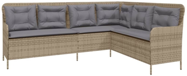 vidaXL Gartensofa in L-Form mit Kissen Beige Poly Rattan 369003