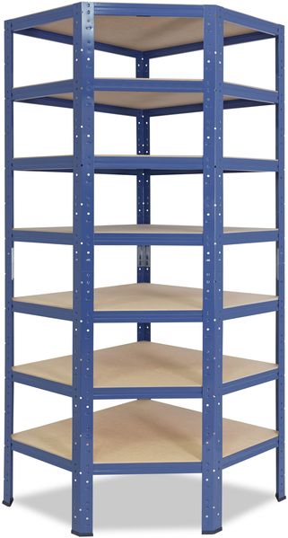 shelfplaza HOME 230x60x30 cm Eckregal in blau mit 7 Böden und 125 kg Traglast pro Boden
