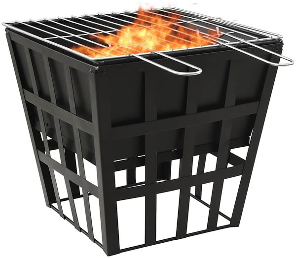 vidaXL 2-in-1 Feuerstelle und Grill 34x34x48 cm Stahl 315089