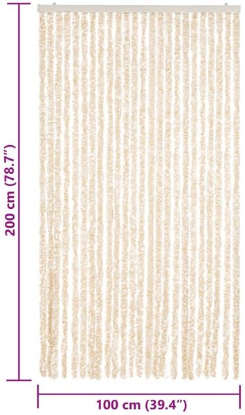 vidaXL Fliegenvorhang Beige und Weiß 100x200 cm Chenille 377343 Bild 7