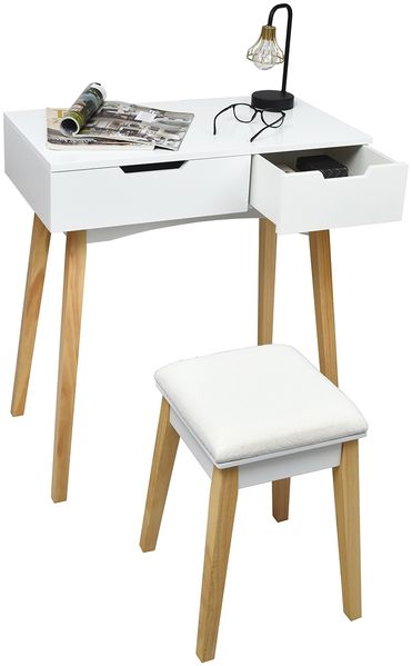 2 in 1 Schminktisch & Schreibtisch Frisiertisch Klappspiegel&Hocker Kosmetiktisch Bild 4