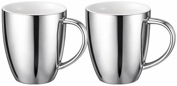 Neuetischkultur Tasse Becher Set silberfarben 2 teilig 250 ml mit Henkel, Keramik Bild 4