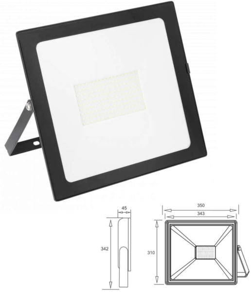 150w Hochwertiger LED Fluter Strahler Flutlicht für den Außenbereich und Feuchtraum IP65 IK08 in schwarz Eckig|Kaltweiß Bild 2