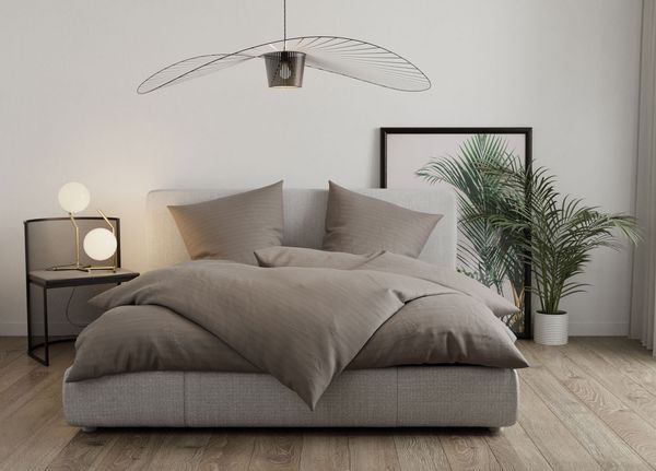Mako Satin Bettwäsche Melange braun – 200x220 + 2x 80x80 cm