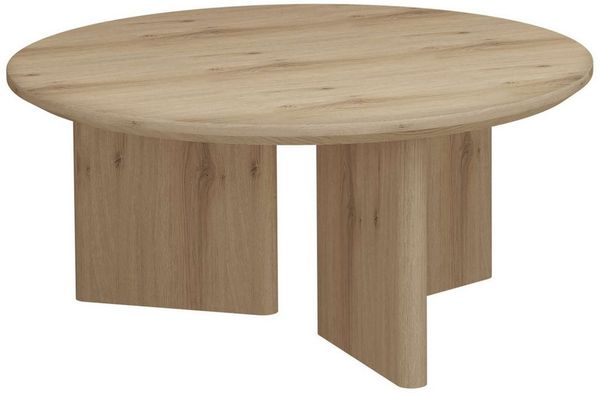 OTTO home Couchtisch Cassian (1-St), schöne Holzoptik, modernes Fußgestell, Ø80 cm
