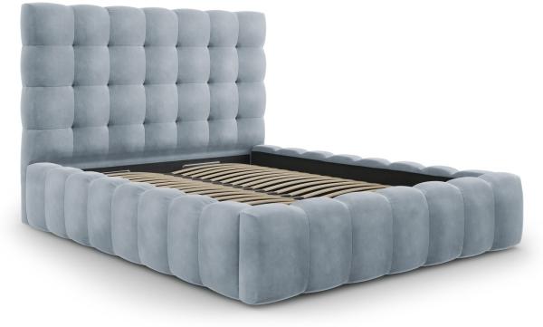 Micadoni Stauraumbett mit Kopfteil Mamaia Samt Bluvel Hellblau 140x200