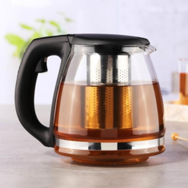 Teekanne Kaffeekanne Glaskanne Kanne Glas mit Filtereinsatz aus Edelstahl 1,2L