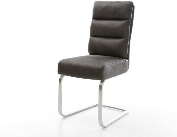 Freischwinger Pela-Flex Mikrofaser Anthrazit Vintage Freischwinger flach Edelstahl Taschenfederkern