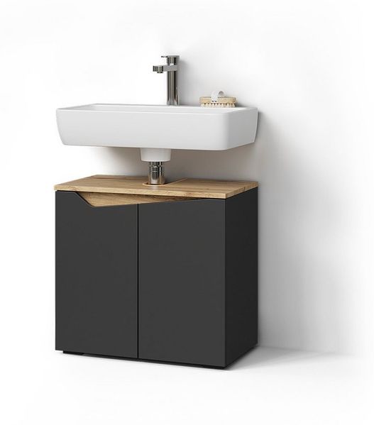 Livinity® Waschbeckenunterschrank Timavo, Anthrazit/Anthrazit, 60 x 57.5 cm mit 2 Türen (1-St)
