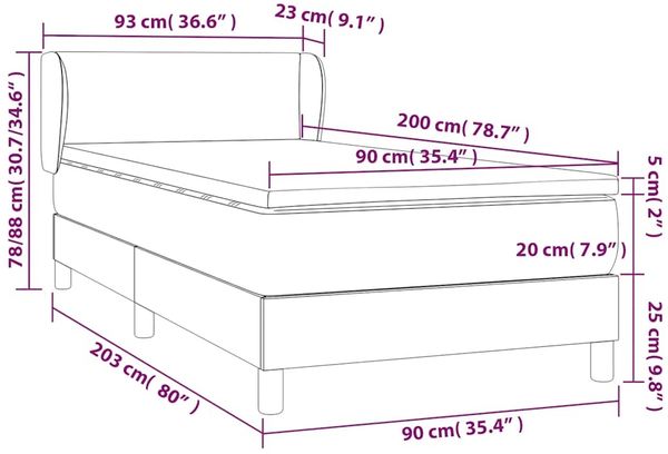 Einzelbett, Polsterbett mit Matratze Samt Dunkelblau 90x200 cm Bild 8