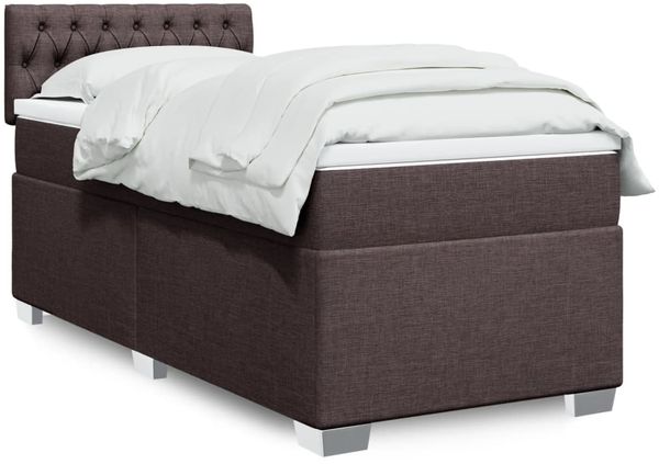 vidaXL Boxspringbett mit Matratze Dunkelbraun 100x200 cm Stoff 3285809
