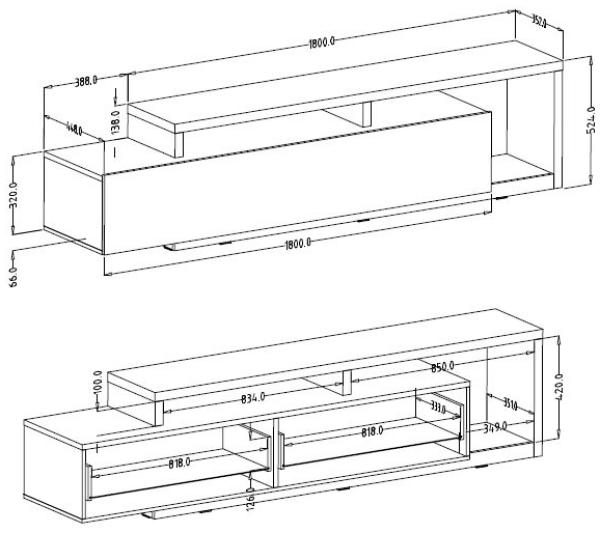 Wohnwand "Bota" Anbauwand 3-teilig weiß Grandson Eiche grifflos Bild 3
