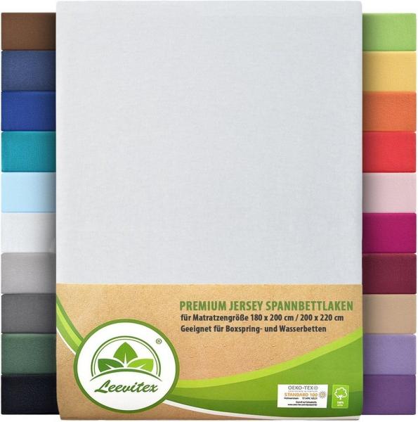 leevitex® Spannbettlaken Premium 195, Gummizug: Rundum, blickdicht, Anti-Pilling, 97% Baumwolle, 3% Elasthan, 40 cm Steg Bild 1