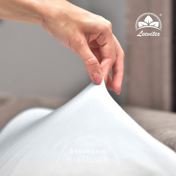 leevitex® Spannbettlaken Premium 195, Gummizug: Rundum, blickdicht, Anti-Pilling, 97% Baumwolle, 3% Elasthan, 40 cm Steg Bild 2