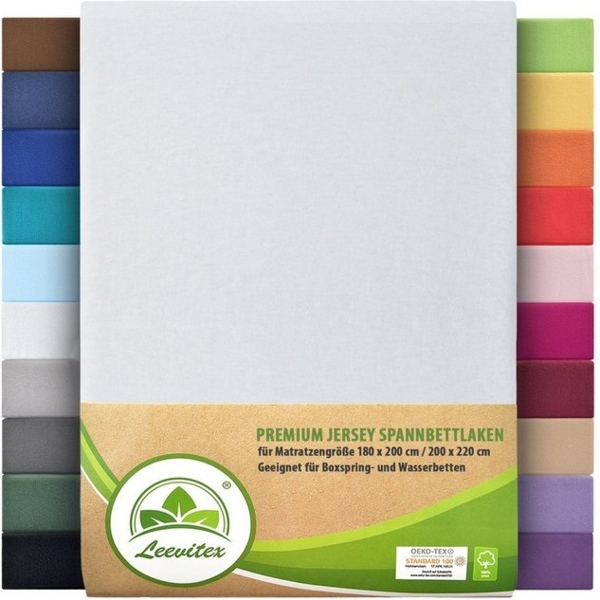 leevitex® Spannbettlaken Premium 195, Gummizug: Rundum, blickdicht, Anti-Pilling, 97% Baumwolle, 3% Elasthan, 40 cm Steg Bild 4