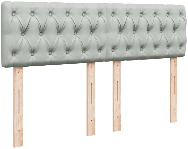 vidaXL Boxspringbett mit Matratze Hellgrau 160x200 cm Samt 3288660 Bild 8