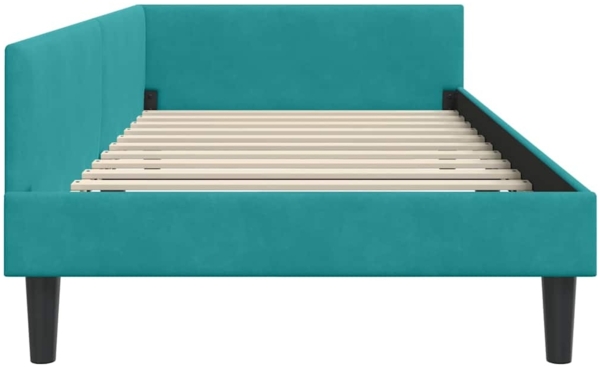 vidaXL Eckbettgestell mit Kopfteil Türkis 90 cm x 200 cm Stoff 42016162 Bild 5
