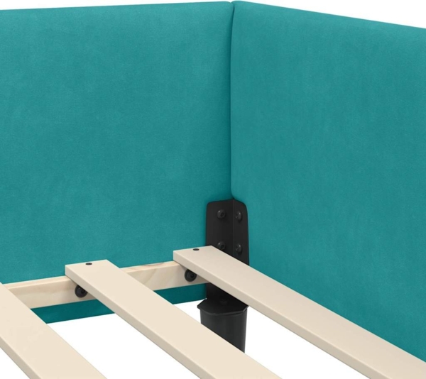 vidaXL Eckbettgestell mit Kopfteil Türkis 90 cm x 200 cm Stoff 42016162 Bild 7