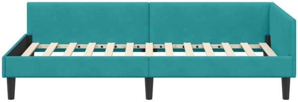 vidaXL Eckbettgestell mit Kopfteil Türkis 90 cm x 200 cm Stoff 42016162 Bild 4