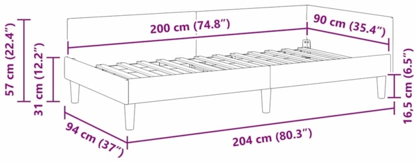 vidaXL Eckbettgestell mit Kopfteil Türkis 90 cm x 200 cm Stoff 42016162 Bild 10