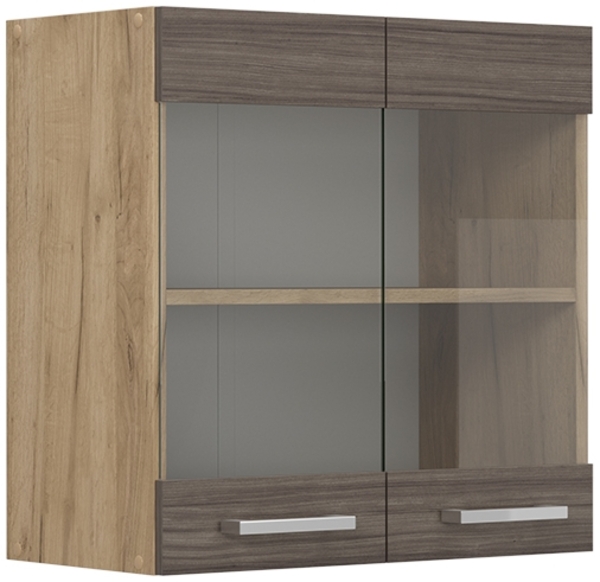 Küchenglasschrank R-Line Edelgrau 60 cm Vicco