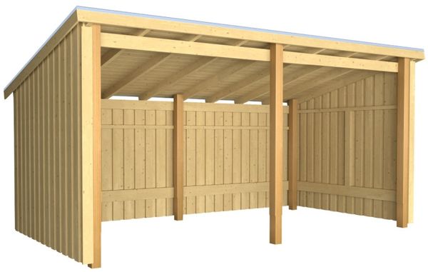 Plus Gartenhaus Nordic Multi 416 x 208 cm natur offen mit Dachpappe