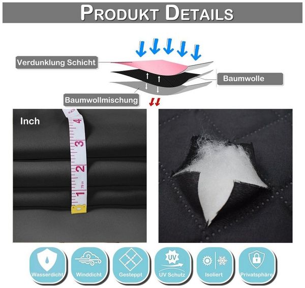 Jibenhome Vorhang Schlafzimmer Vorhänge Blickdicht, Thermogardinen Kälteschutz (2 St), Winter Verdunklungsvorhänge Ösen Thermal Wärmeisolierend
