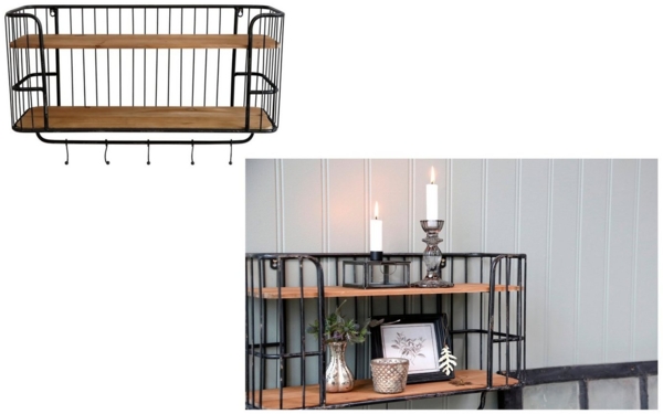 Wandregal mit 5 Haken Regal Chic Antique H50cm / B22cm / L79cm 41428-24