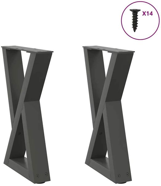 vidaXL Couchtischbeine 2 Stk. Anthrazit 38x(42-43,3) cm Stahl 4012702