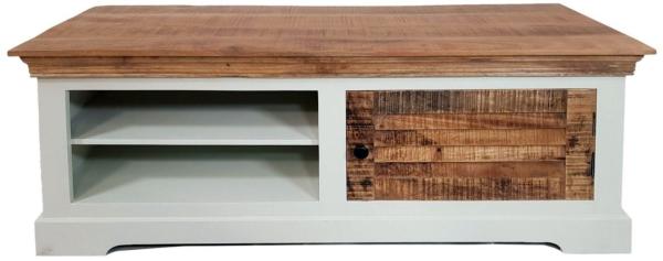 TV Lowboard TV Schrank B 114 H 45 cm Massivholz Fernsehschrank Ibiza weiß Mangoholz massiv