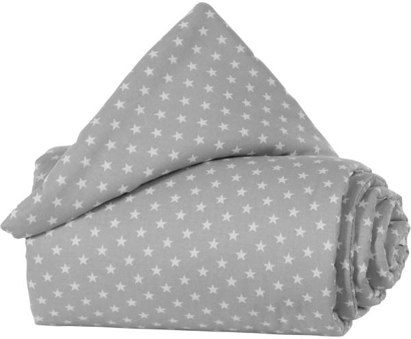 babybay Nestchen Organic Cotton passend für Modell Maxi, Boxspring, Comfort und Comfort Plus, lichtgrau Sterne weiß