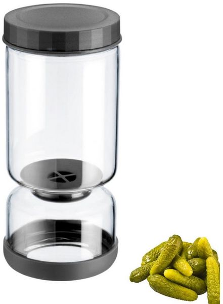 Westmark Abtropfglas 1 STK – Multifunktionales Einlegeglas für Kimchi & Gurken zum Abtropfen und Servieren – Transparent, 1300 ml