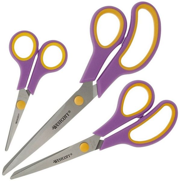 WESTCOTT Scheren-Set Easy Grip, (3-tlg), 14/ 20/ 24,5 cm, für Rechtshänder