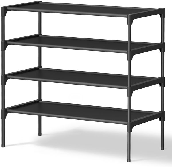 SONGMICS Schuhregal 4 Ebenen, Schuhablage, Schuhaufbewahrung, Eingangsbereich, Flur, platzsparend, 29,7 x 62,3 x 70,5 cm, Metallrahmen, Vliesstoff-Ablage, tintenschwarz LSH024BH01