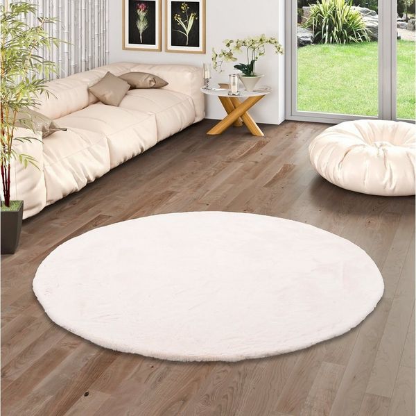 Pergamon Fellteppich Fellteppich Luxus Super Soft Plush Rund, Rund, Höhe: 25 mm
