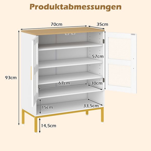 Moderner Holz Schuhschrank mit Mesh Türen & Metallbeinen & Verstellbaren Regalen Weiß Bild 2